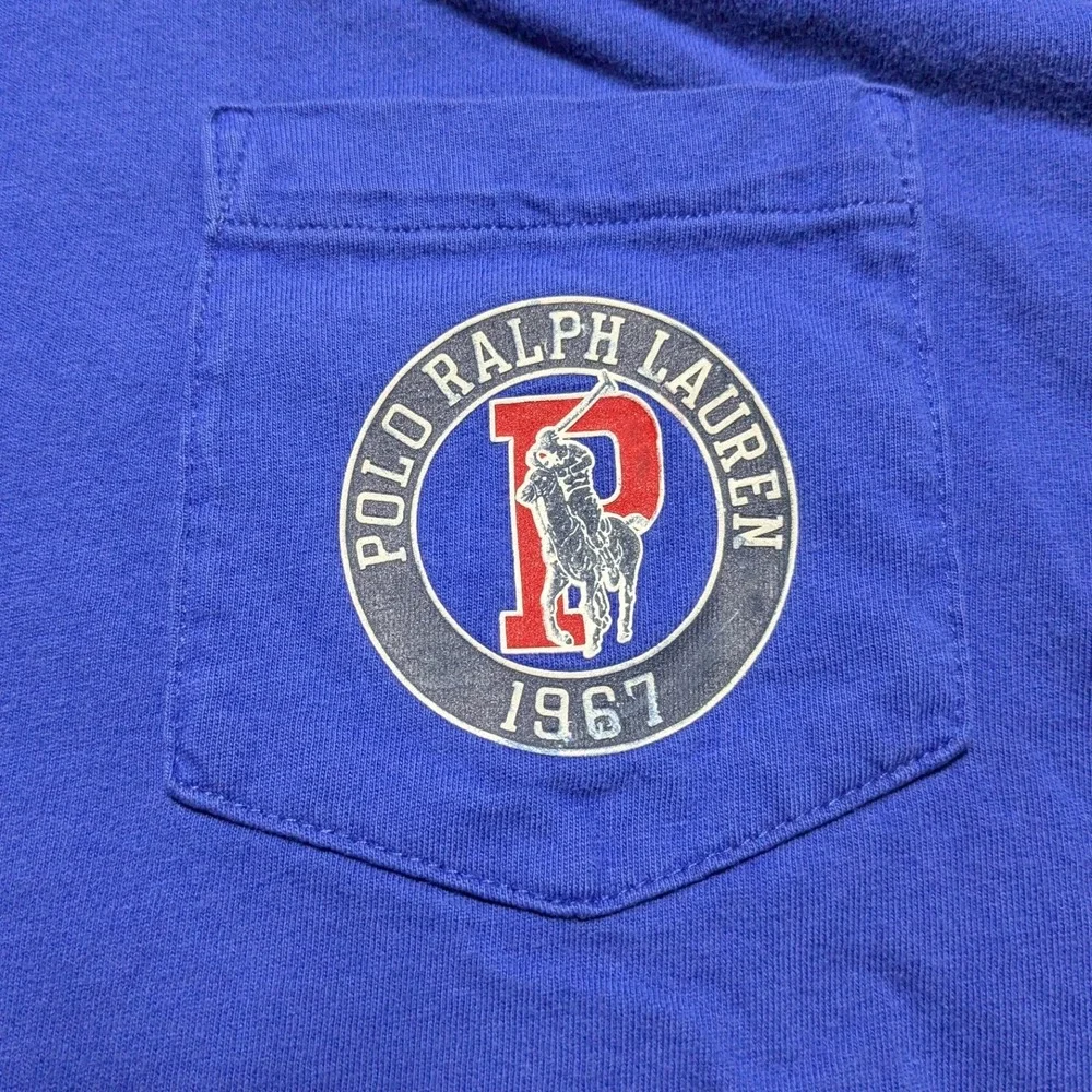 Polo Ralph Lauren Mens Large Royal Blue Short Sleeve Graphic Hooded Tee
